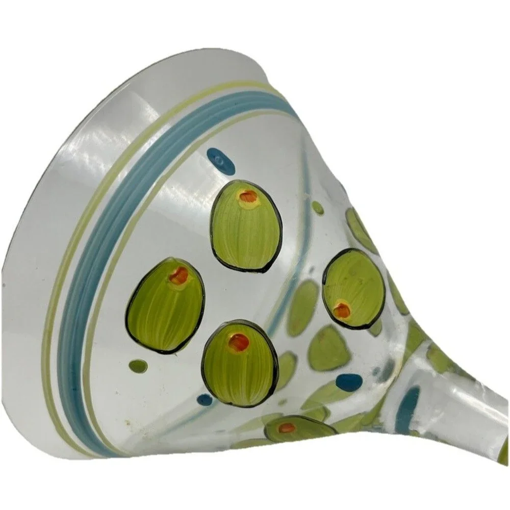 Martini Glass Hand Painted Green Stuffed Olives Pimentos Oversized Y2K